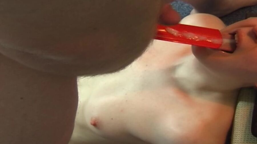 Feeding cum in mouth with spoon
