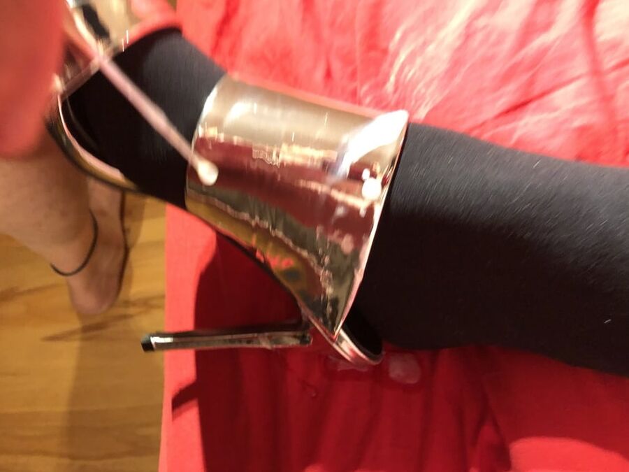 Silver High Heel Mules
