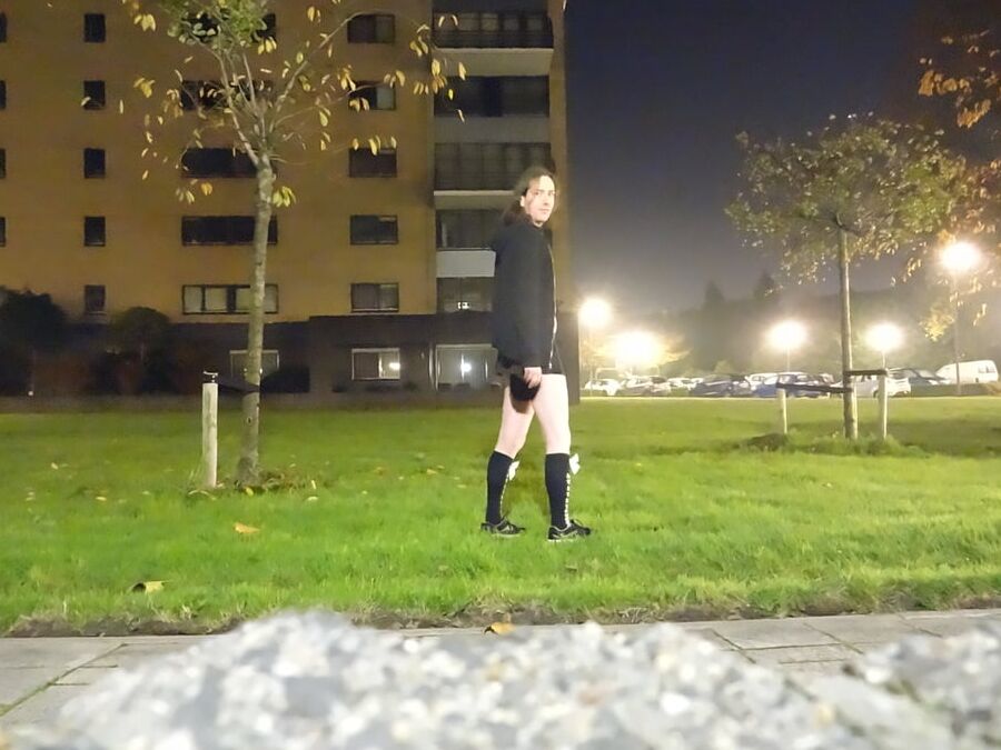 A nice walk outside in my chastity cage and tail plug