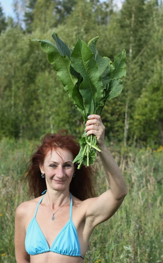 Woman and horseradish