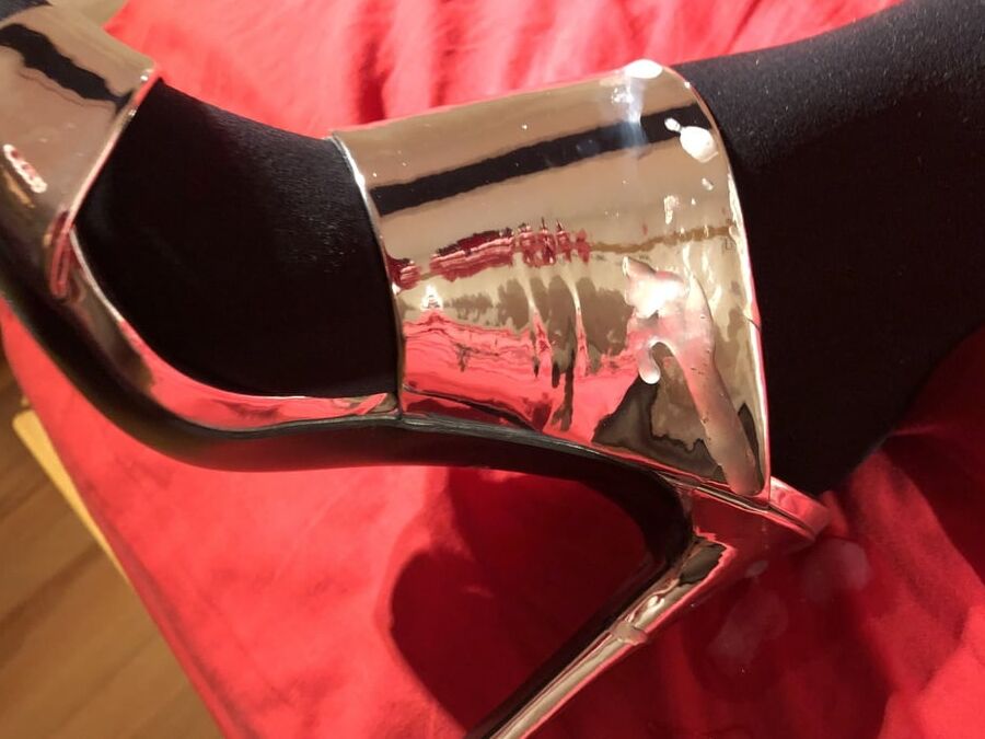 Silver High Heel Mules