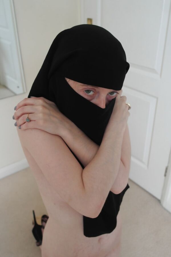 Shy Wife Naked in Niqab and Heels
