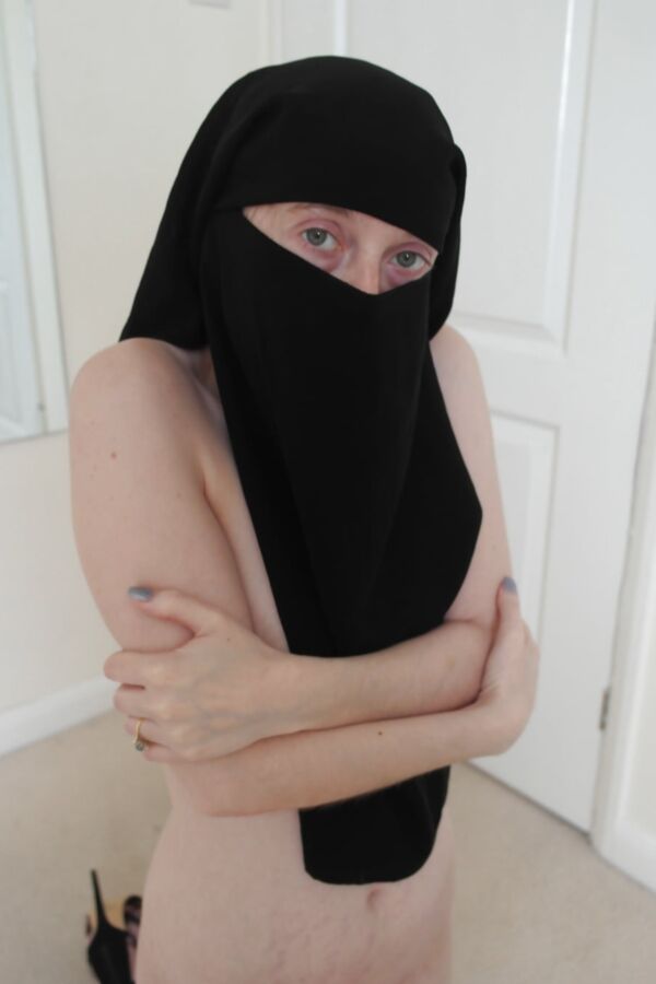 Shy Wife Naked in Niqab and Heels