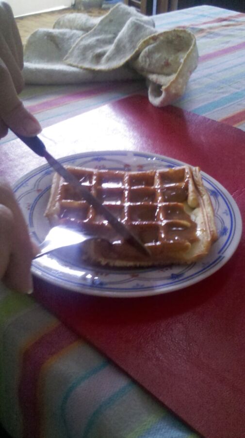 Cum on food! Waffle with milk caramel &amp; cum (from )
