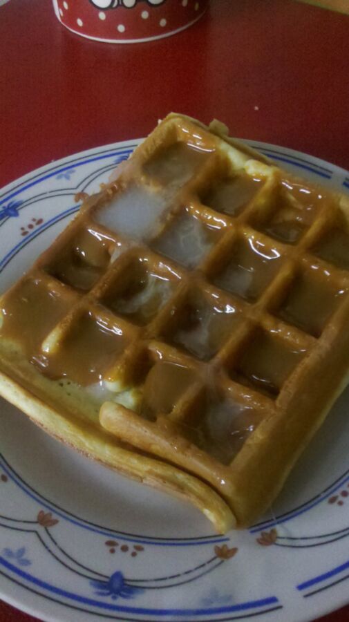 Cum on food! Waffle with milk caramel &amp; cum (from )