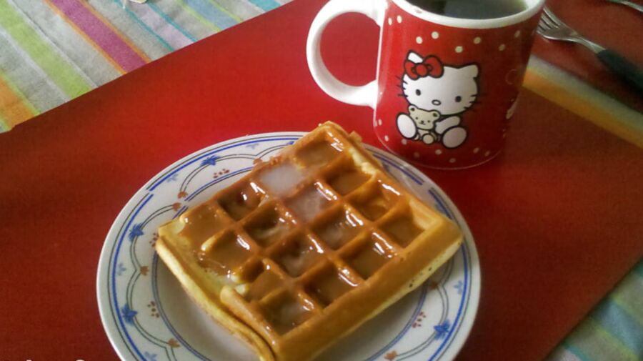 Cum on food! Waffle with milk caramel &amp; cum (from )