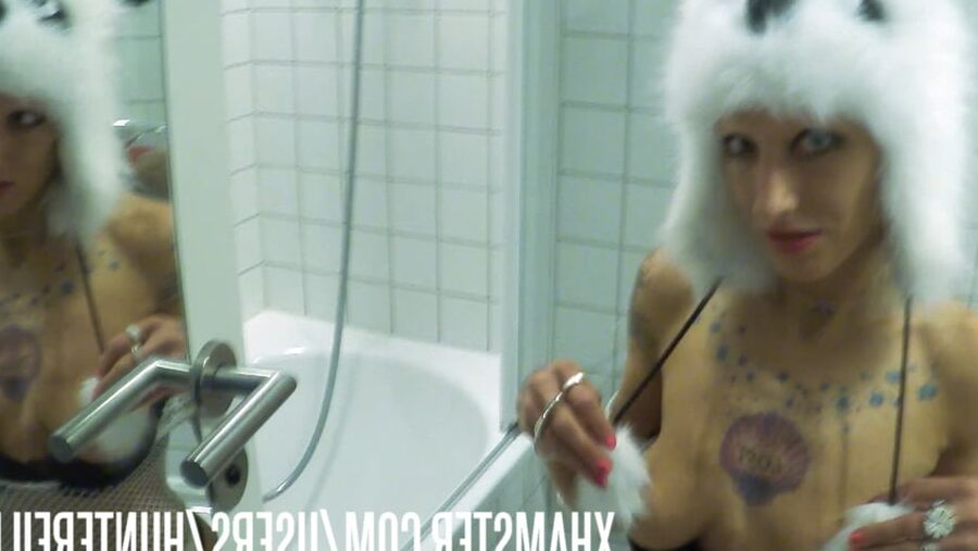 Fuckpet Vilja took her panda hat on for a sloppy blowjob