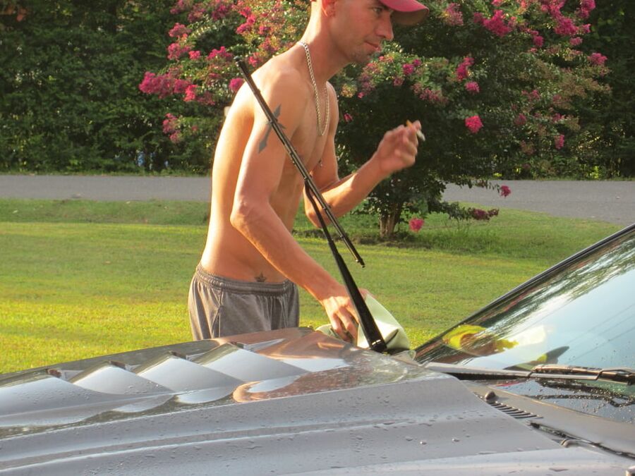 hot guy washing car