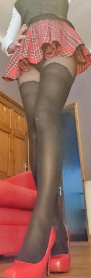 Marie crossdresser in fashion pantyhose with stocking print