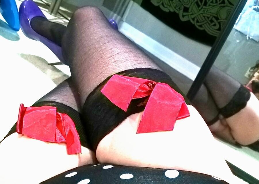 Beautiful White Sissy CD Trap Posing With Mirror