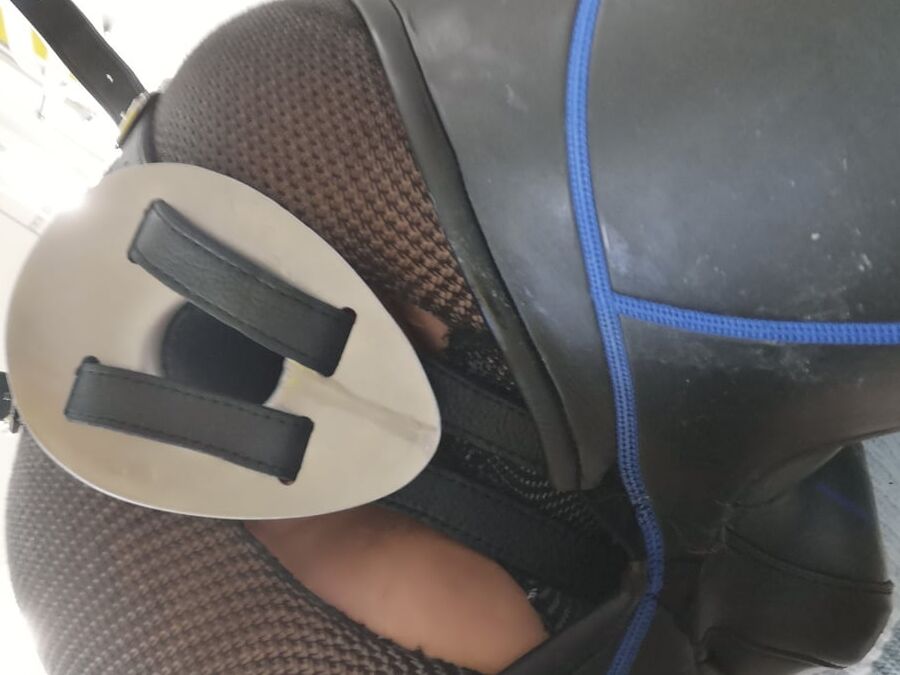 Hollow leather and aluminium panties