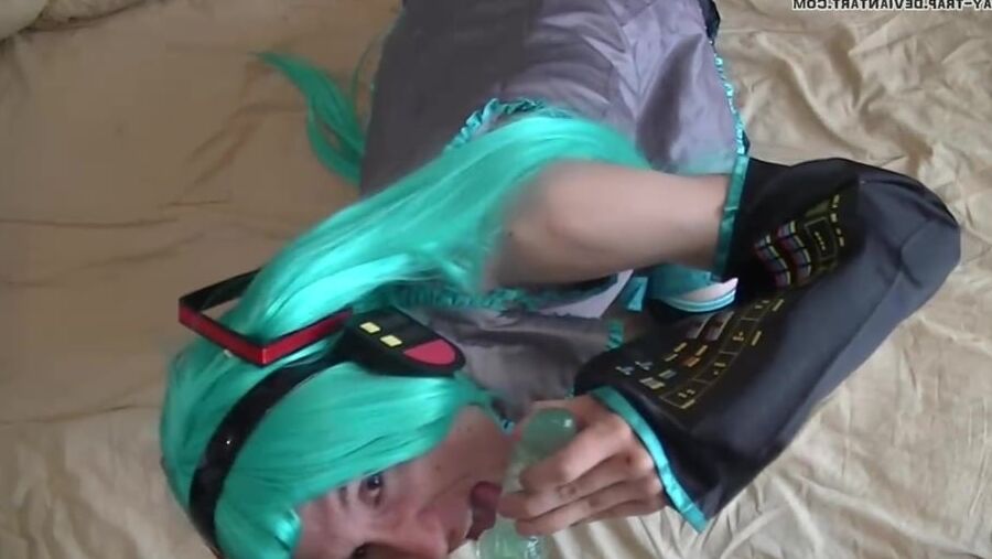 Crossdress cosplay Miku POV action