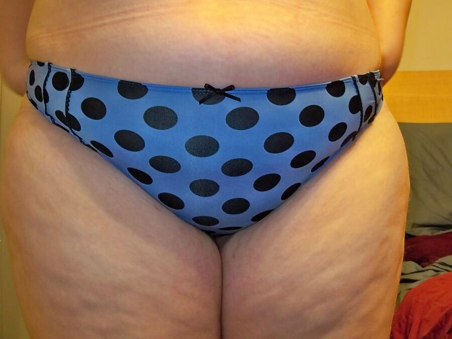 My blue polka dot string bikini panties