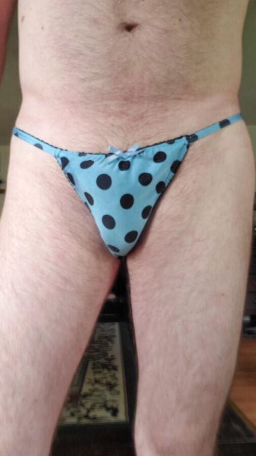 My blue polka dot string bikini panties