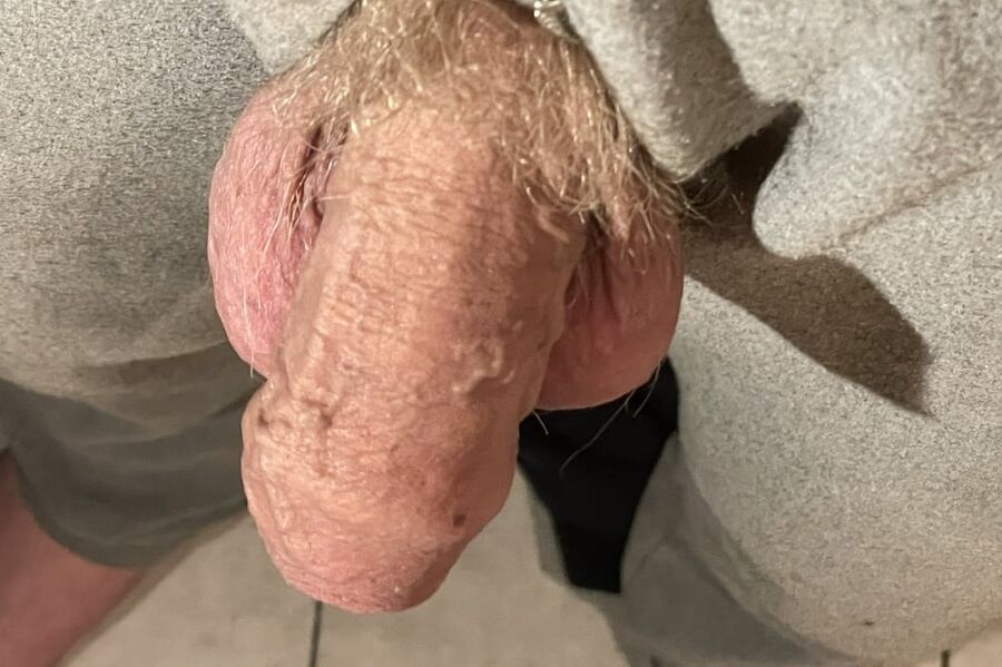 Thick uncut Russian cock hangs out of zipper