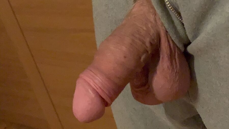 Thick uncut Russian cock hangs out of zipper