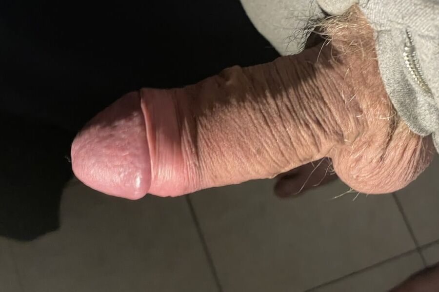 Thick uncut Russian cock hangs out of zipper