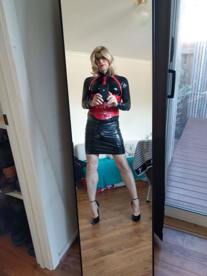 New latex skirt on a sunny Melbourne day
