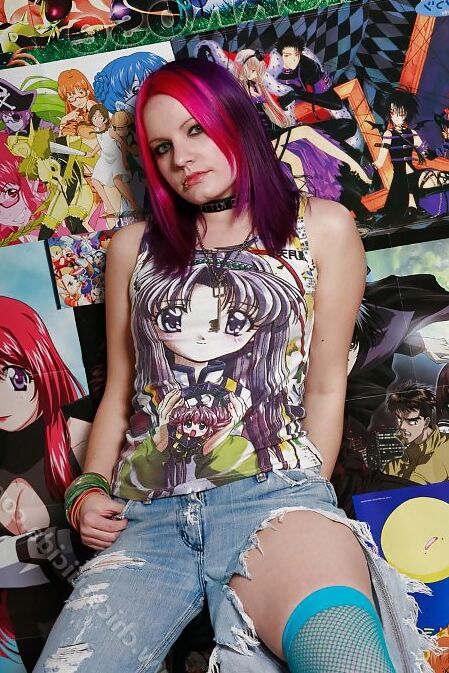 Anime Junkie Girl doing strip tease