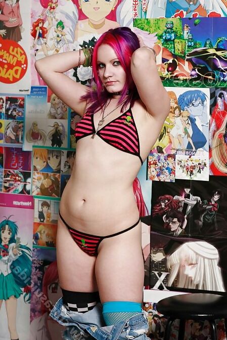 Anime Junkie Girl doing strip tease