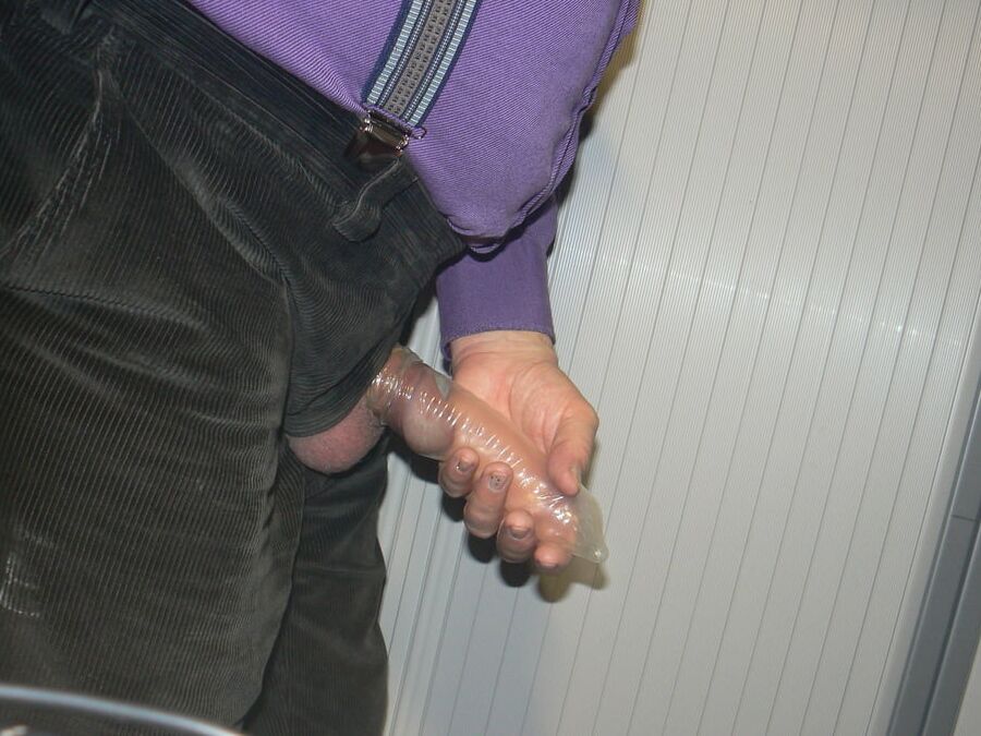 My little cock in large condom