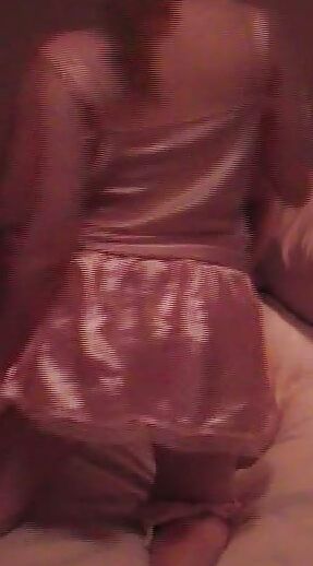 Pink satin cami and skirt