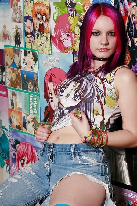 Anime Junkie Girl doing strip tease