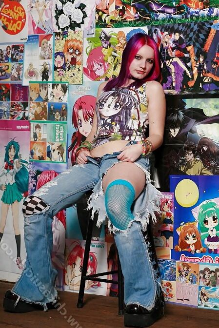 Anime Junkie Girl doing strip tease