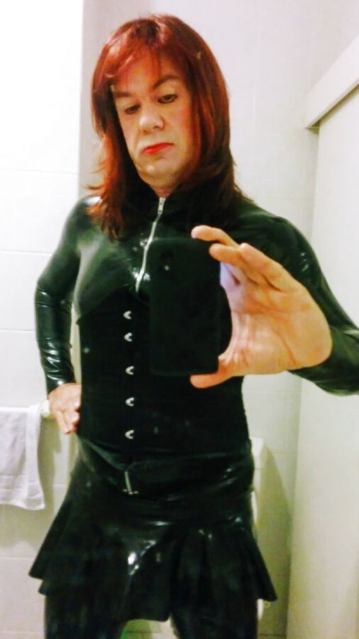 Black full latex, Fetish spikey boots