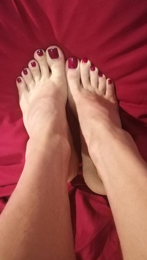 Foot Tease on Red Sheets