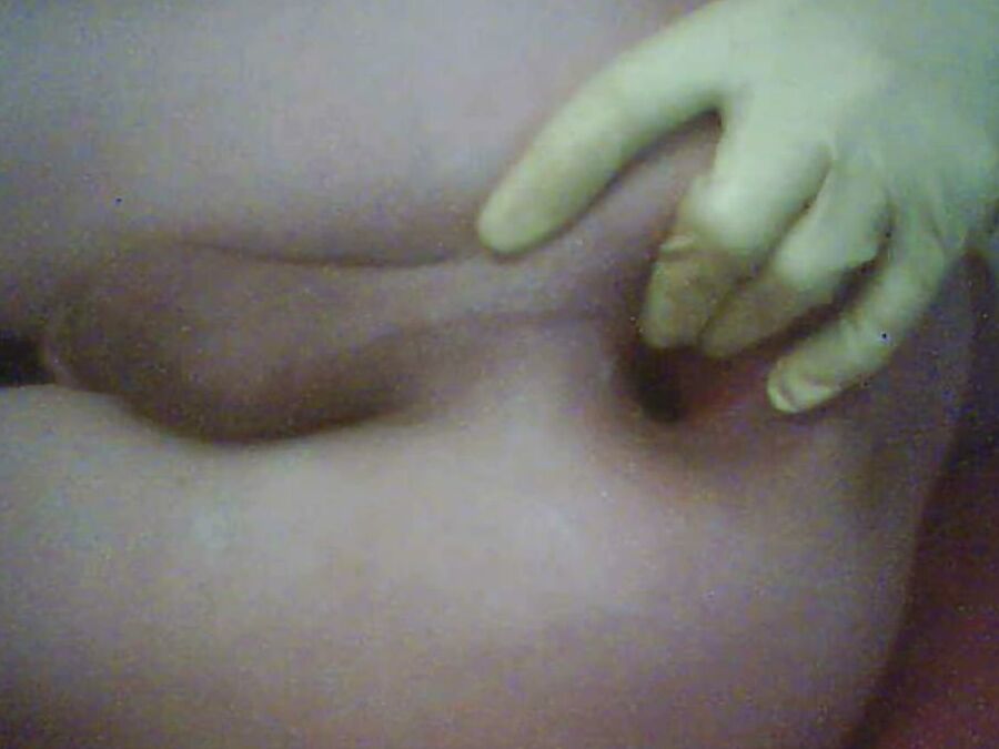 Latex gloves and condom cumming