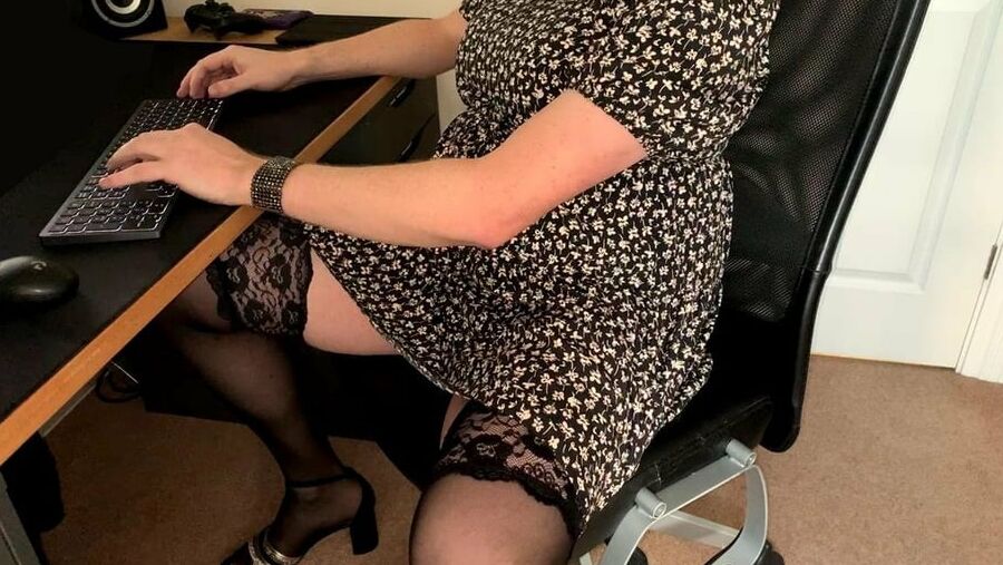 Black Dress and Gold Shoes