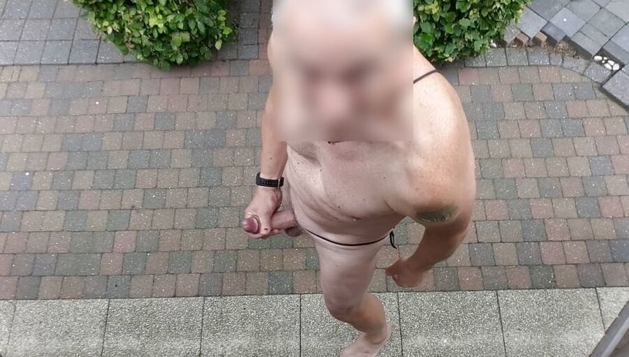 public outdoor exhibitionist bondage jerking show