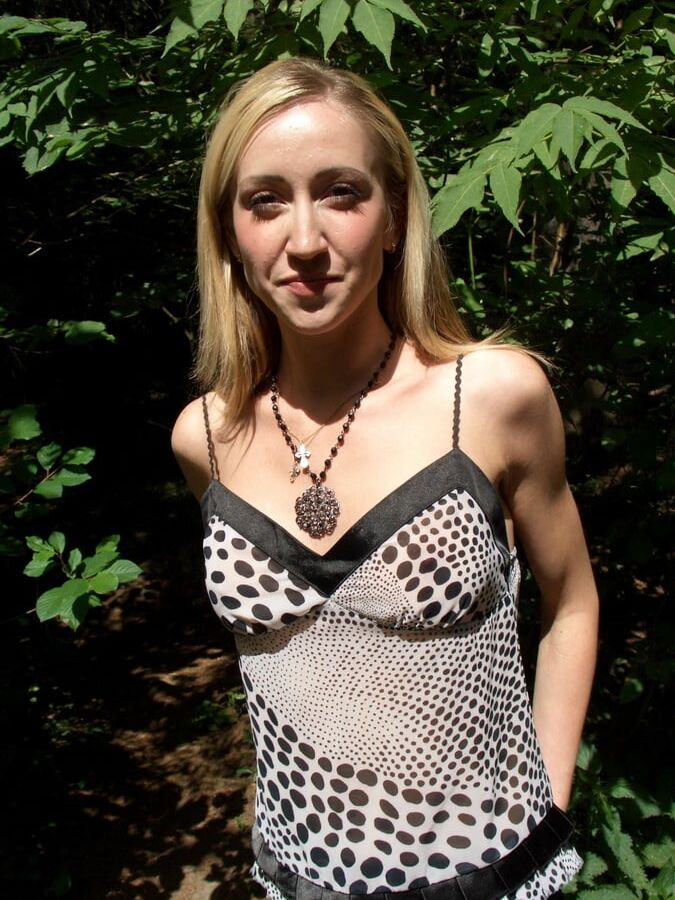 Young Wife In The Woods - Outdoor Flashing