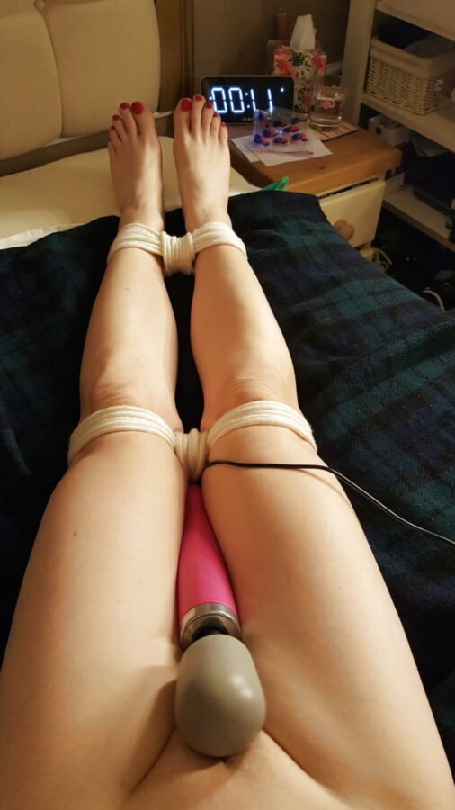 Painted toes. Tied ankles and legs then Doxy Fun