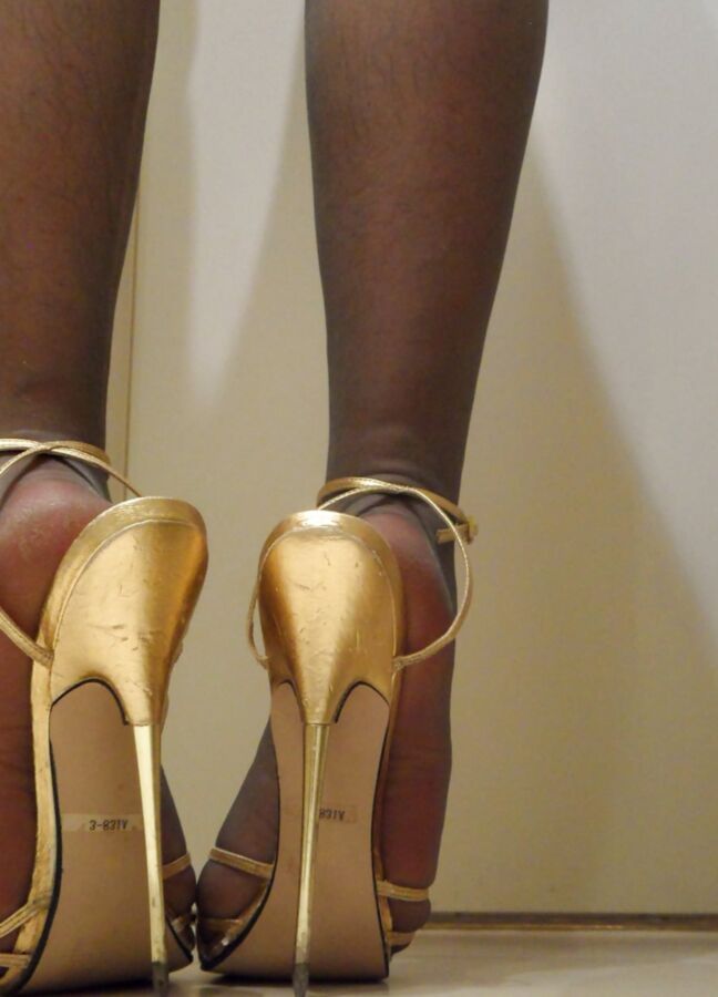 my wife&;s golden sandals