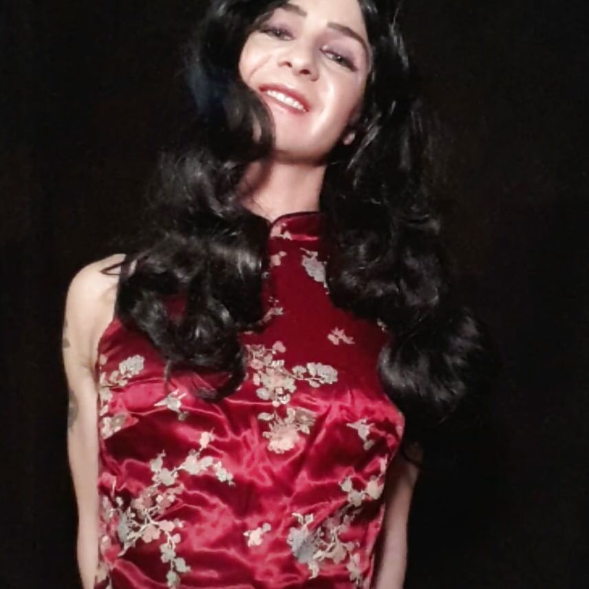 White Sissy CD In Beautiful Asian Ladyboy Dress