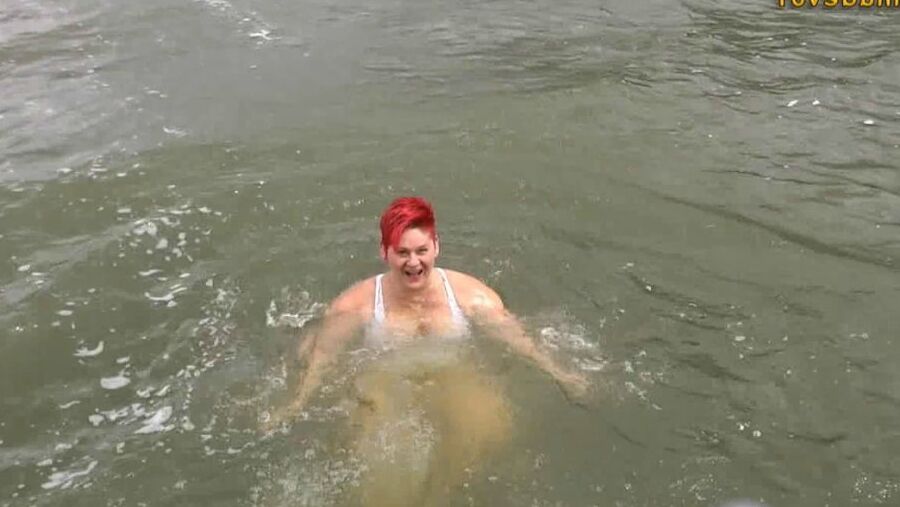 In WHITE SWIMSUIT in the lake