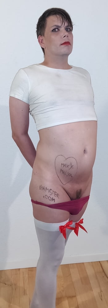 Sissy MaxyMalya posing half Naked for verification