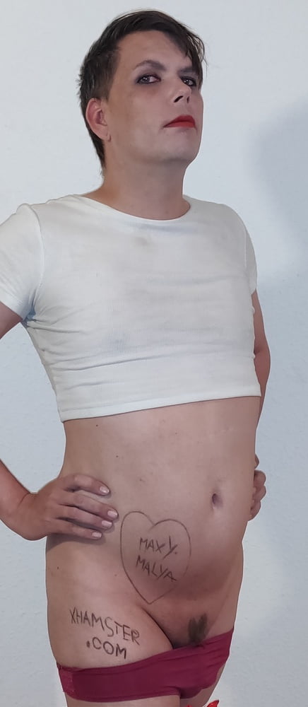 Sissy MaxyMalya posing half Naked for verification