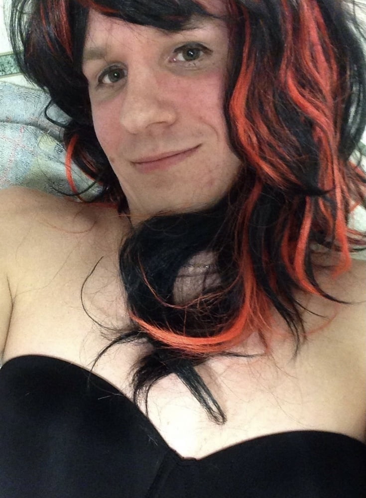 Crossdressing sissy having fun