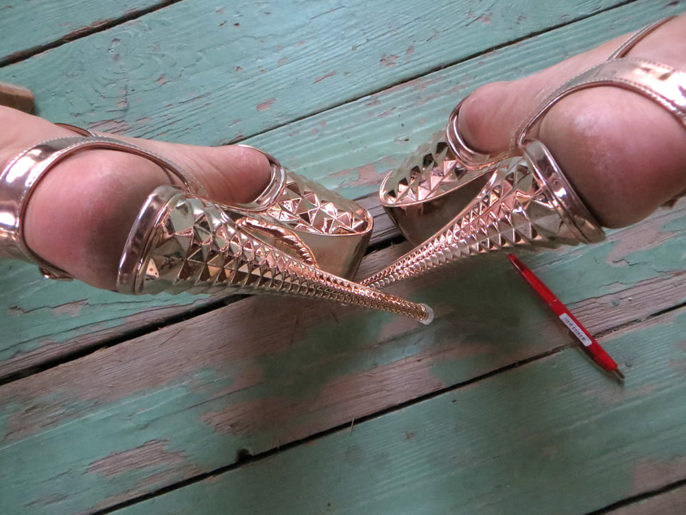 golden platform high heels
