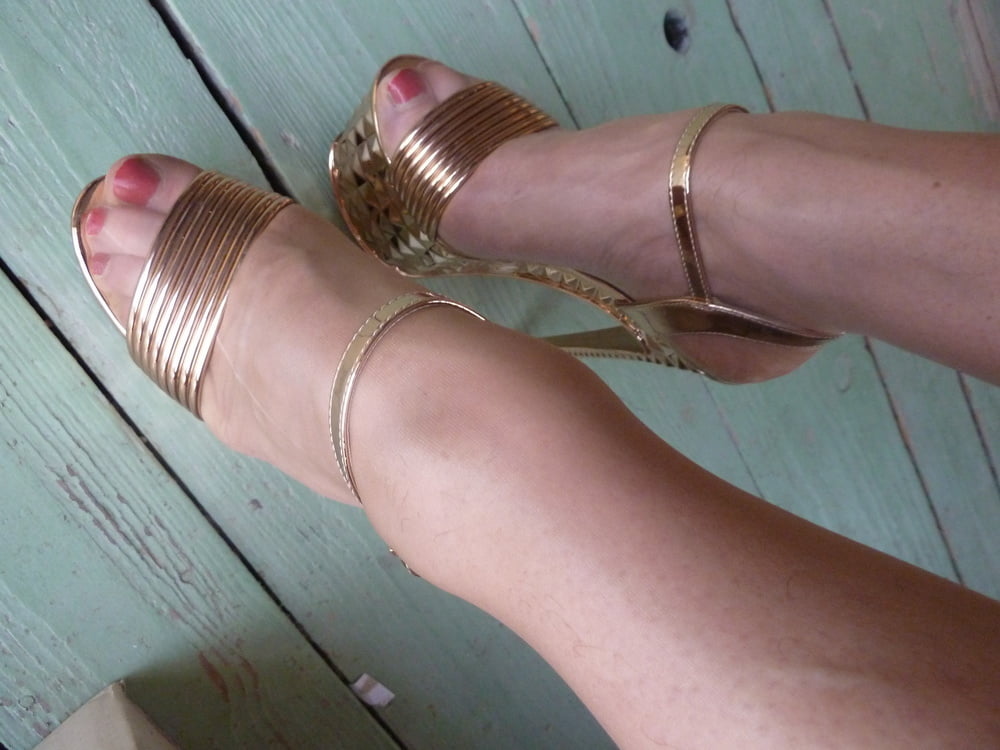 golden platform high heels