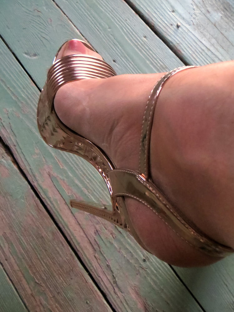 golden platform high heels