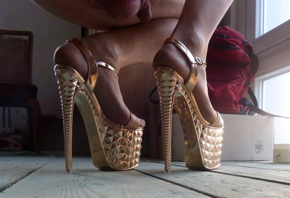 golden platform high heels