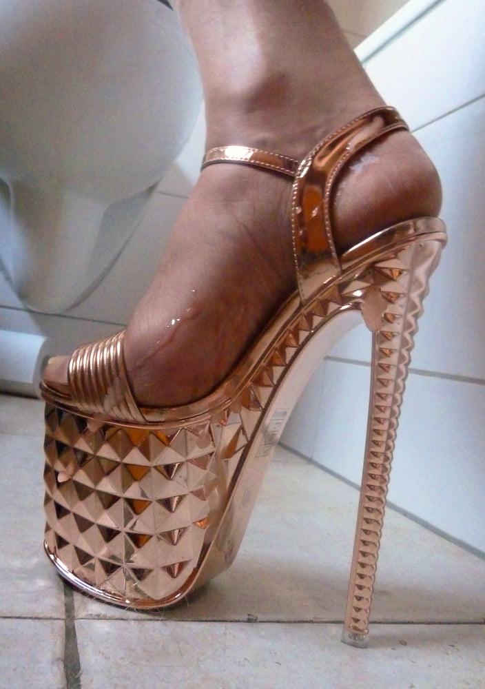 golden platform high heels