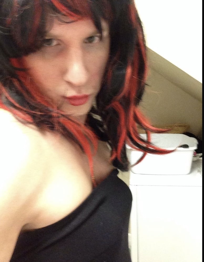 Crossdressing sissy having fun