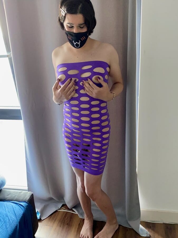Purple Cut Out Strapless Mini Dress