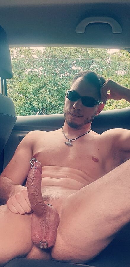 Naked with pierced dick
