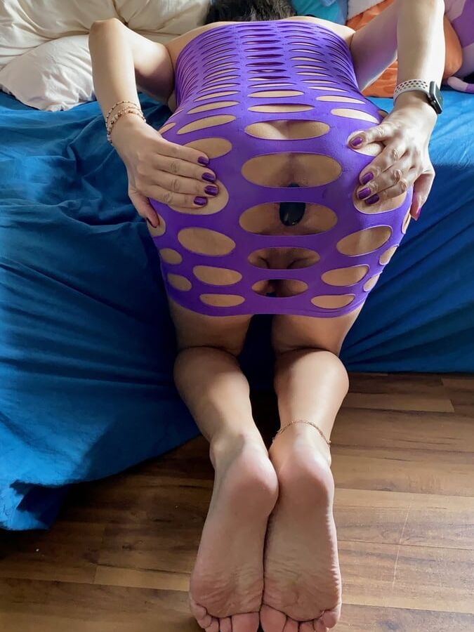 Purple Cut Out Strapless Mini Dress